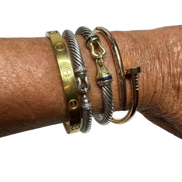 NEW Fashion Rose Gold Color Nail Titanium Steel Plated Bangle Bracelet - Picture 8 of 10